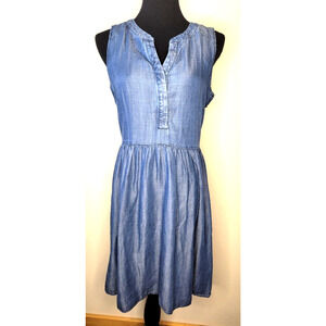 Tommy Hilfiger Dress Blue Chambray Sleeveless Side Zip Women's 10
